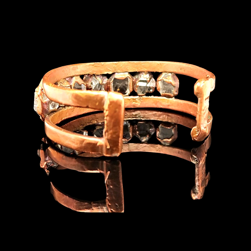 BACK VIEW OPEN HERKIMER DIAMONDS ON COPPER CUFF