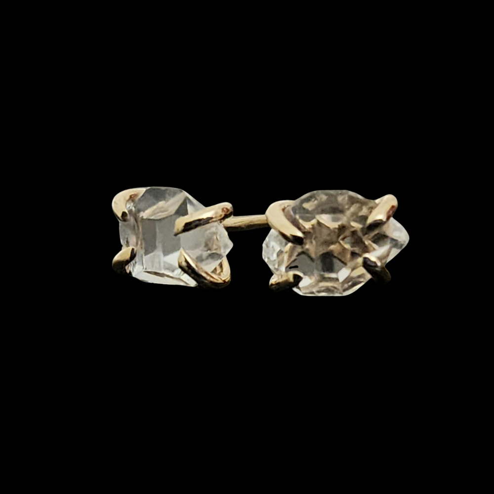 Herkimer Studs 14kt Gold Front View