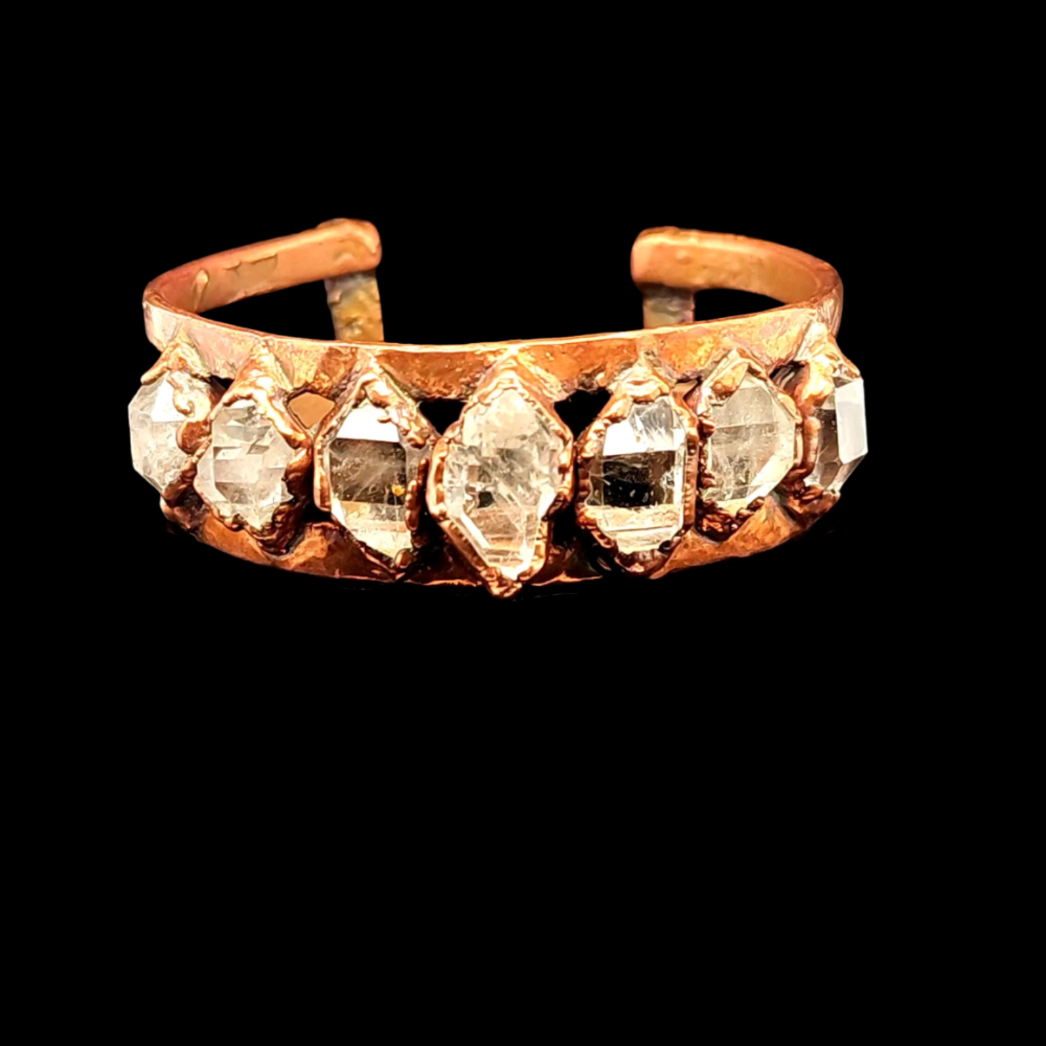 COPPER BRACELET WITH 7 HERKIMER DIAMONDS