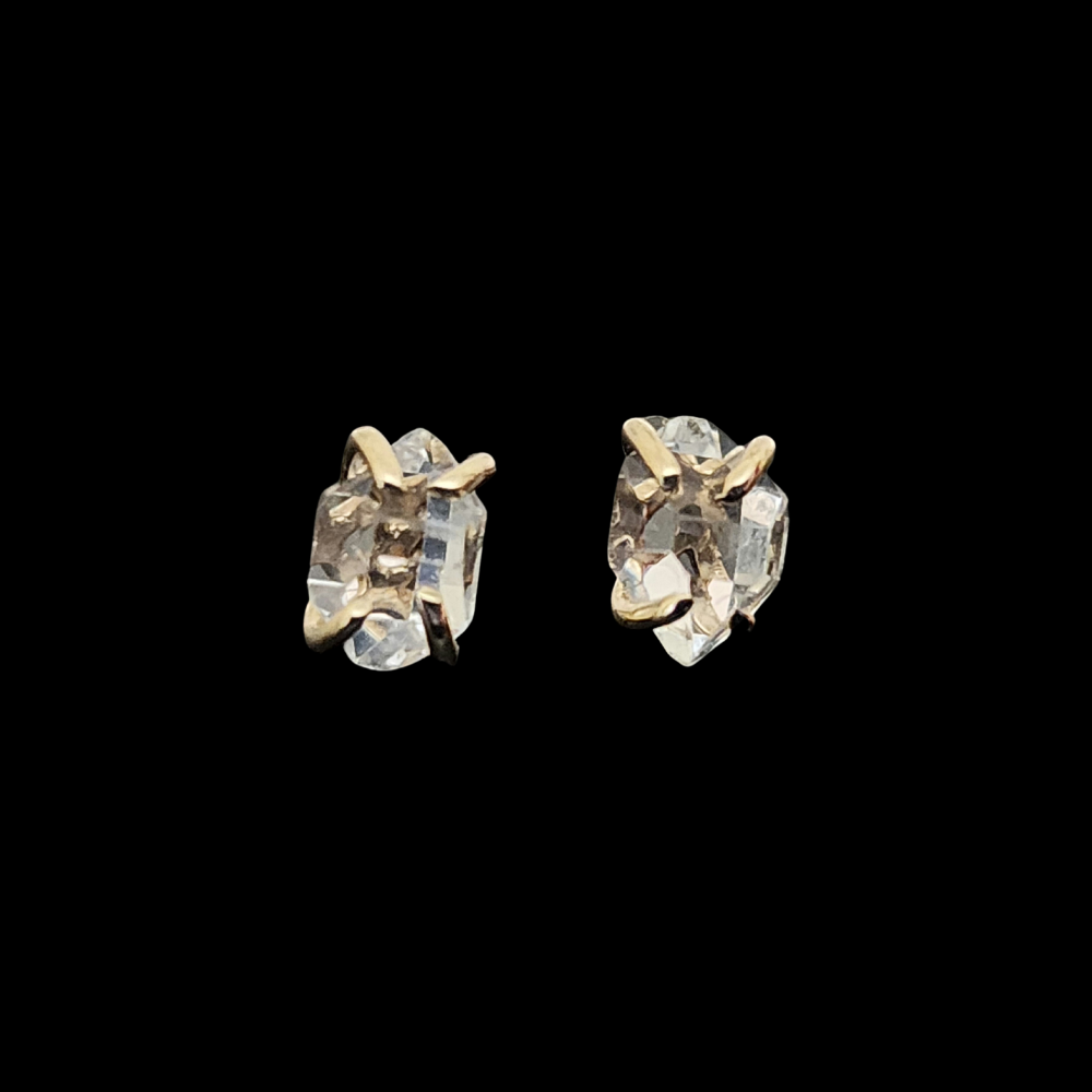 Herkimer Diamond Studs in 14k Solid Gold