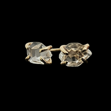 Load image into Gallery viewer, Herkimer Studs 14kt Gold Front View
