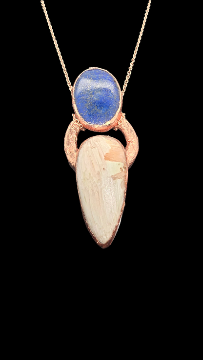 Lapiz Lazuli & Scolecite Pendant
