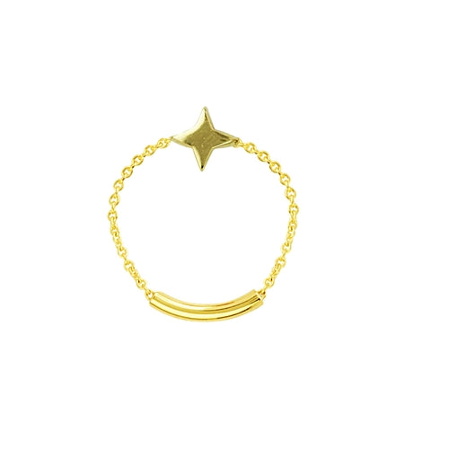 14kt golden star chain ring