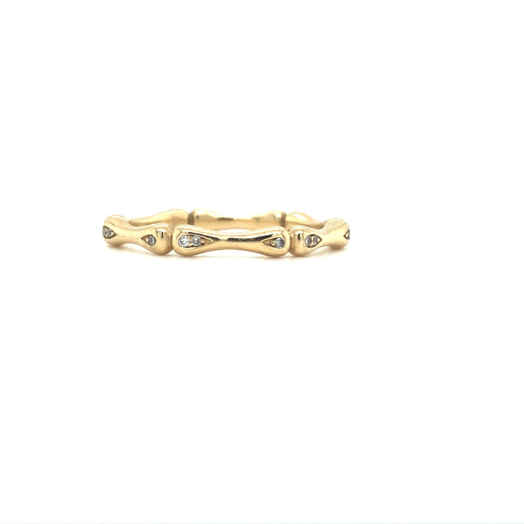 14kt gold and diamond bone stacking ring