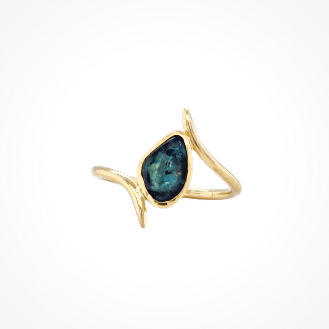 Teal Sapphire 14kt & Sterling Ring