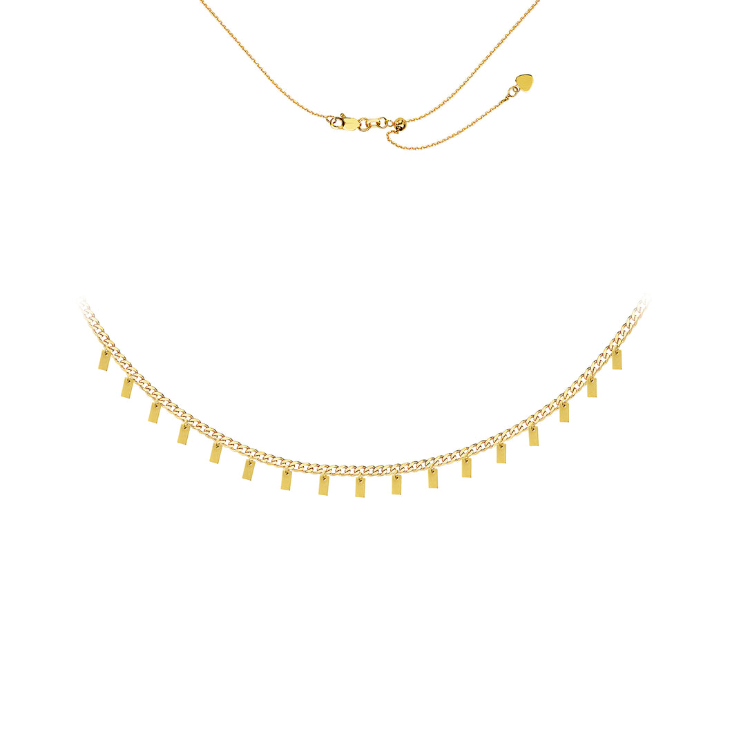 adjustable 14kt gold tag necklace