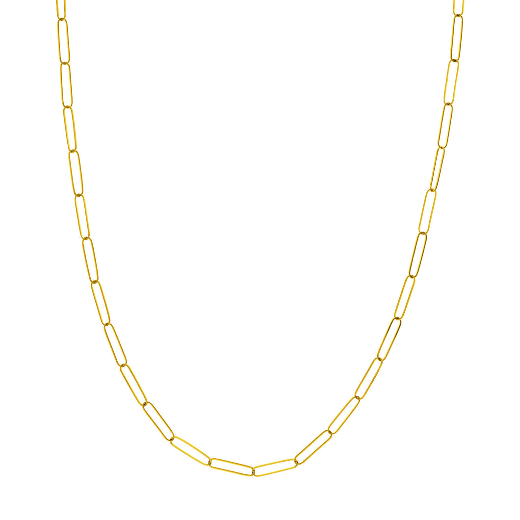 14 karat gold handmade paper clip necklace