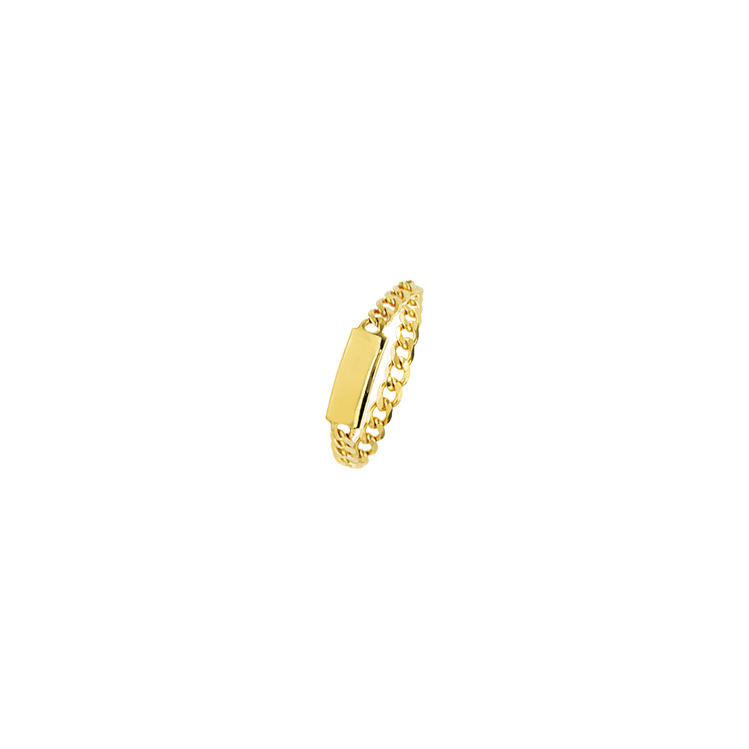 14 karat gold mini id tag chain ring size